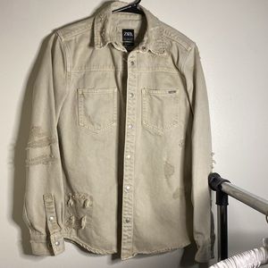 Zara Man Denim Jacket destructed relax fit